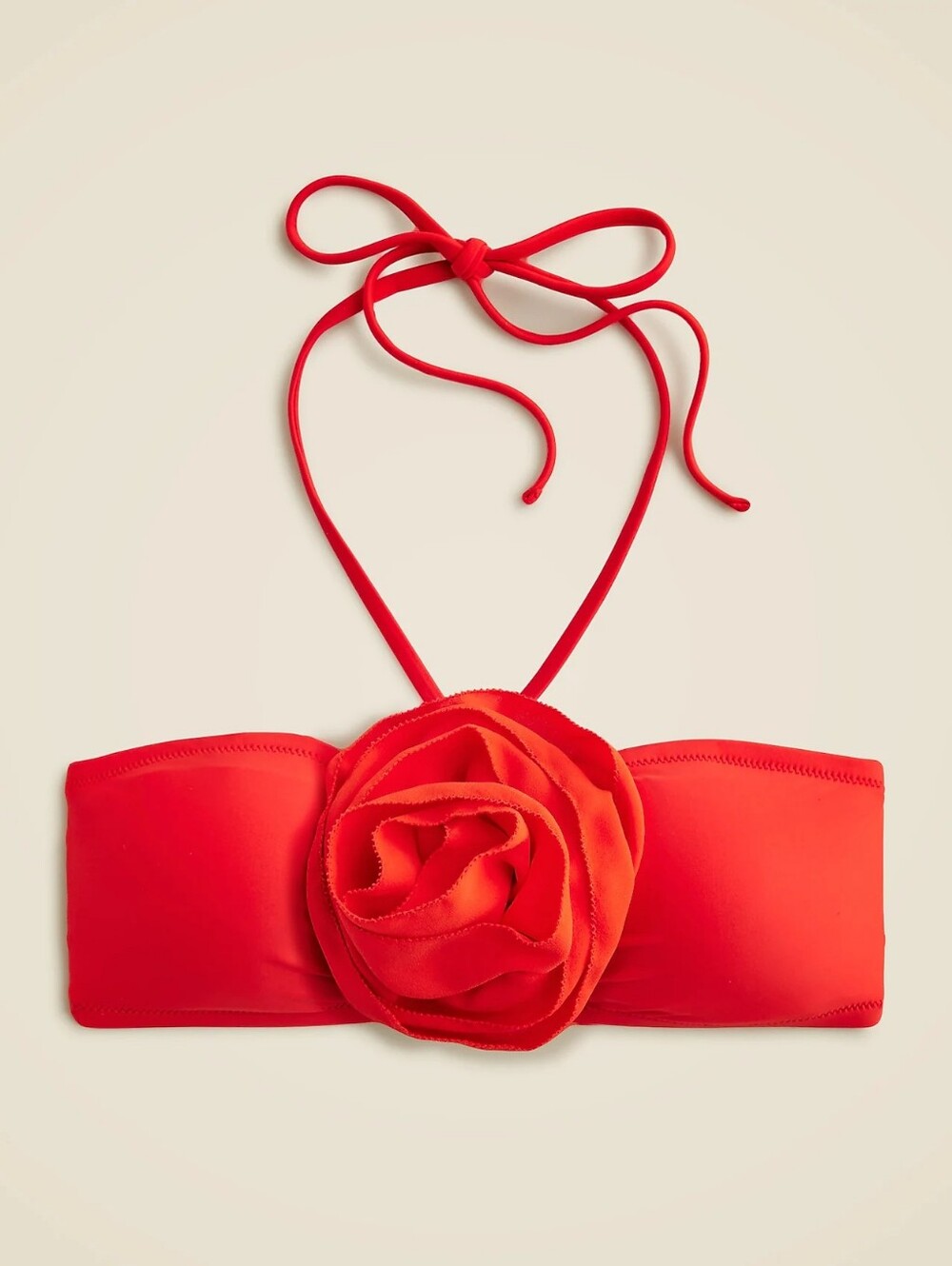 J. Crew NWT Red Tie Rosette Bandeau Bikini Top Size XS